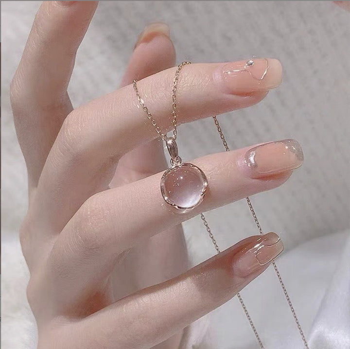 S925 Silver Scalloped Round‑Stone Choker Necklace, Multi‑Gem Pendant