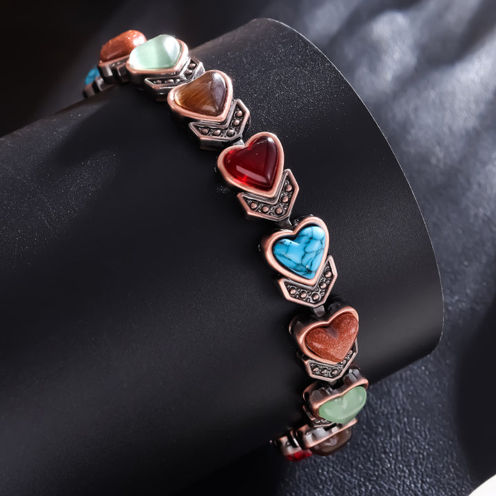 Vintage Copper Multi-Stone Magnetic Therapy Bracelet (Multiple Styles Women's Health Bangle)