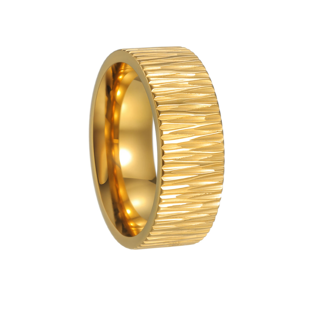 Textured Wide Band Ring (Unisex Titanium Steel Statement Ring)