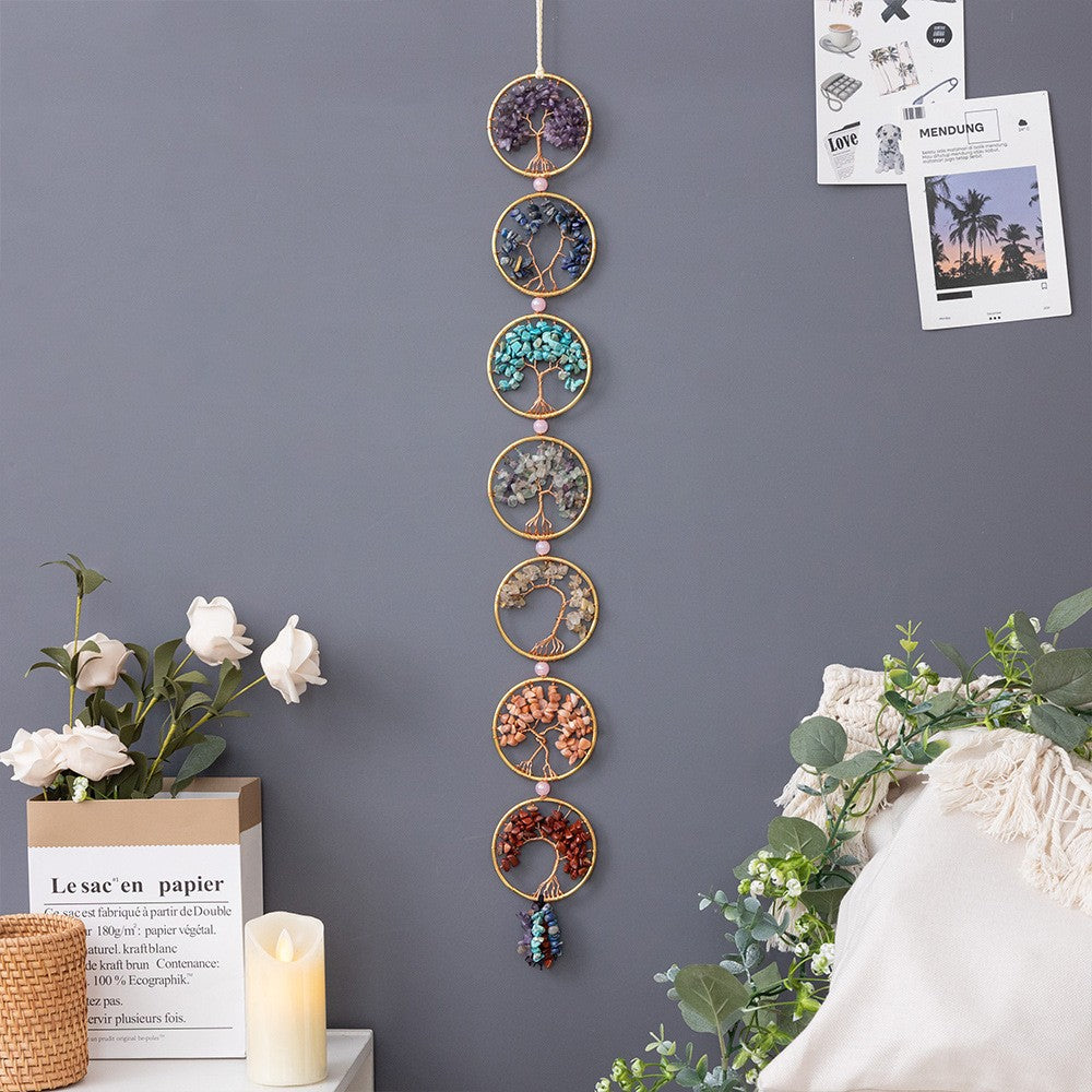7-Chakra Natural Crystal Dreamcatcher Ornament (Healing Energy Style Series)