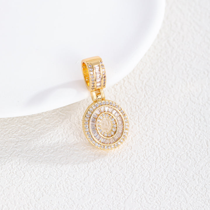 Iced-Out Number Pendant Necklace (Gold Tone Hip-Hop Style Twisted Chain)