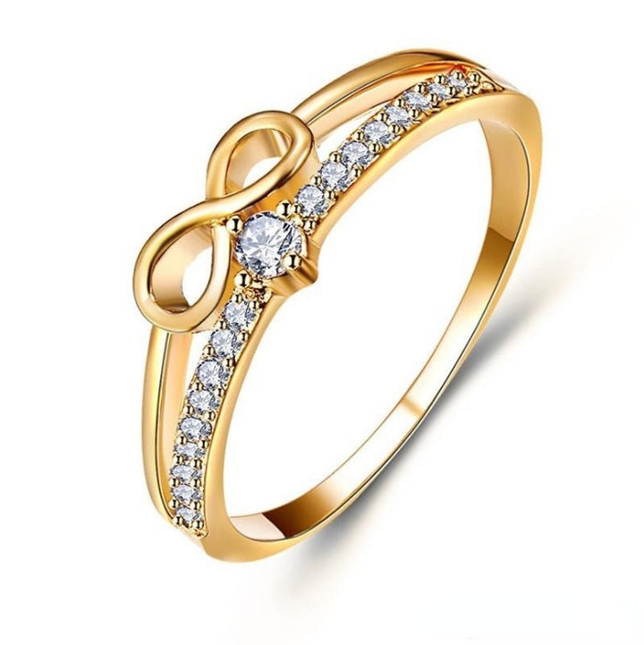 Infinity Symbol Double Band Ring, Eternity Knot Diamond Ring for Women