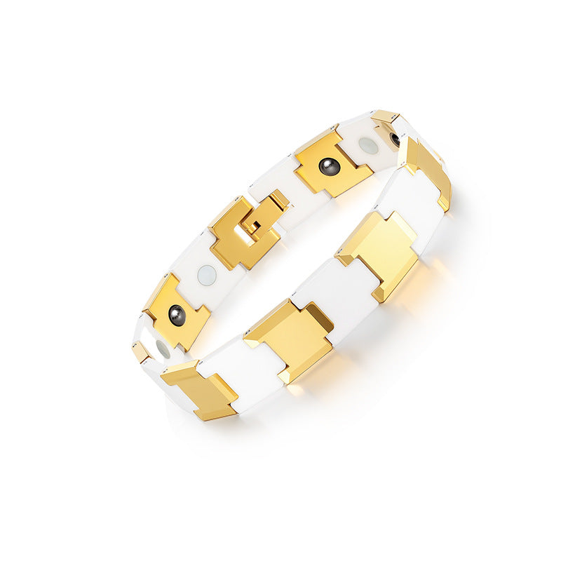 Men's Premium Magnetic Therapy Ceramic Bracelet – Stylish, Anti-Radiation & Health Balance