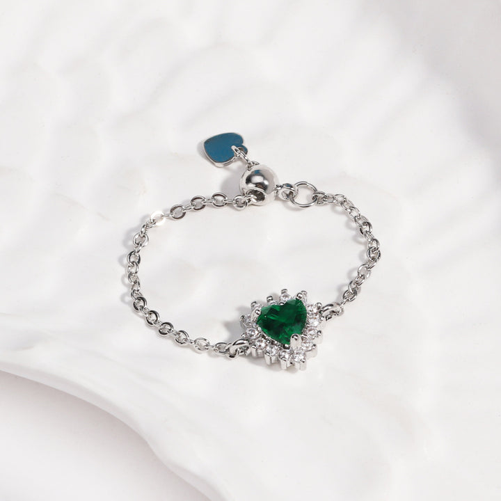 Elegant Ocean Heart Adjustable Chain Ring for Women — Vintage Chic Design