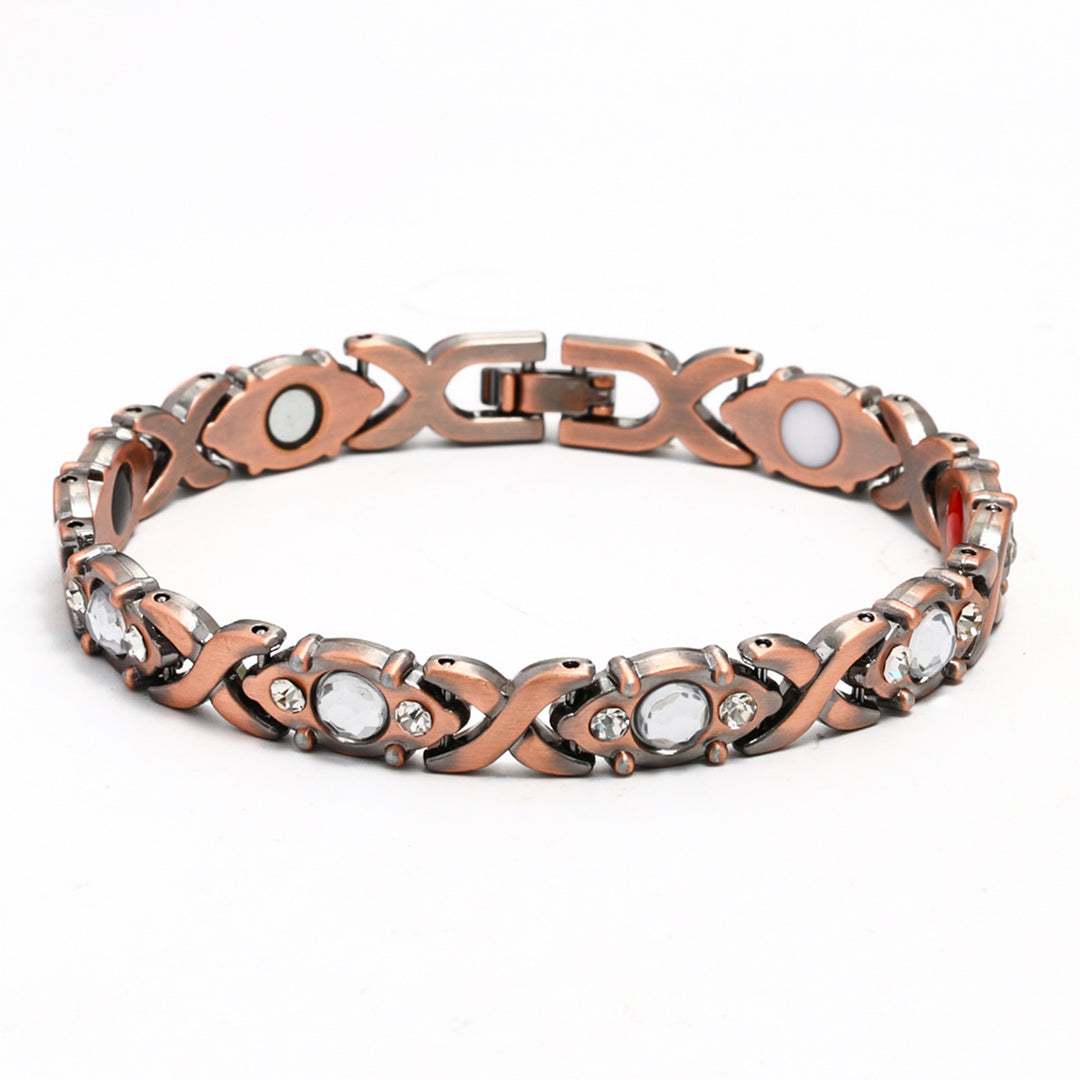 Fashion Detachable Magnetic Energy Bracelet for Women, Adjustable Alloy Crystal Bangle