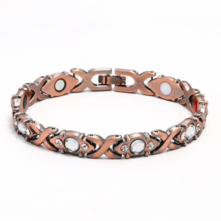 Fashion Detachable Magnetic Energy Bracelet for Women, Adjustable Alloy Crystal Bangle