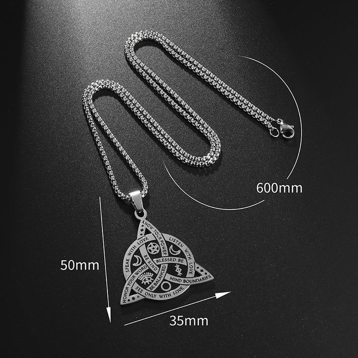 Men's Viking Triangular Pendant Necklace – Nordic Celtic Knot 14K Gold Plated Titanium Steel