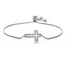 Openwork cross zircon micro-pave bracelet, waterproof and hypoallergenic jewelry for women.