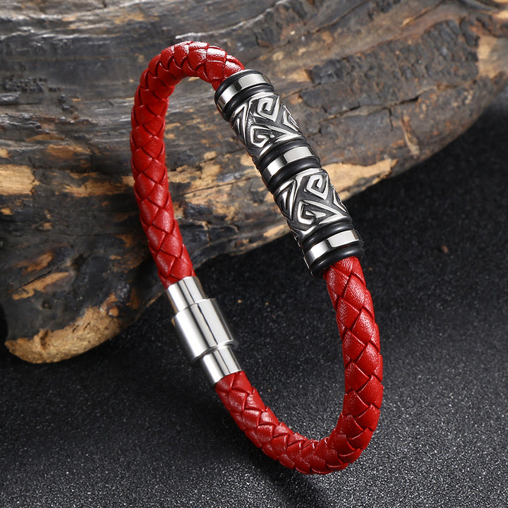 Titanium Steel & Genuine Leather Braided Bracelet · Trendsetter Essential