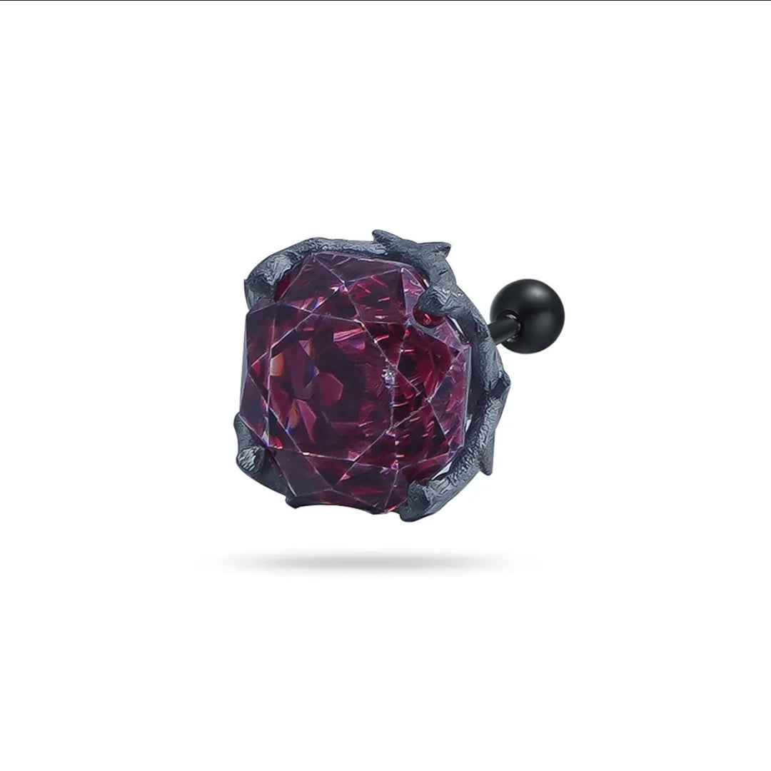 Dark Thorn Rose-Cut Single Diamond Screw-back Earring (Unisex)