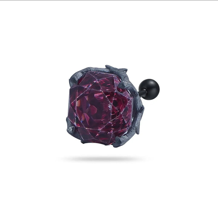 Dark Thorn Rose-Cut Single Diamond Screw-back Earring (Unisex)
