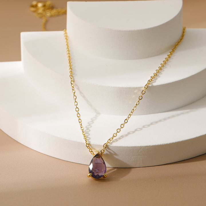 December Birthstone Teardrop Choker (Light Luxury Niche Rainbow Pendant Necklace)