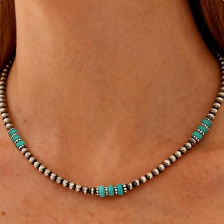 Bohemian Turquoise Multi-Layer Beaded Necklace (Vintage Ethnic Clavicle Chain)