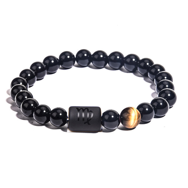 12 Constellations Obsidian Tiger Eye Stone Bracelet