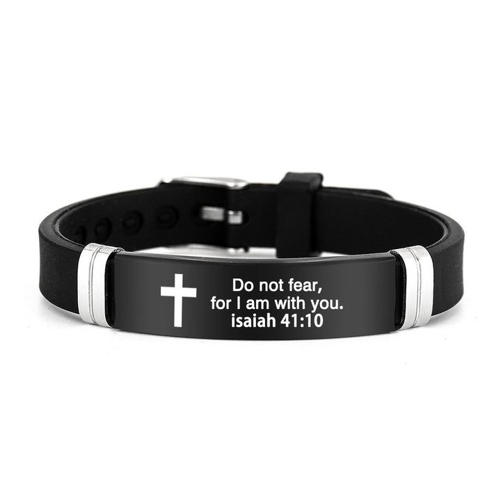 Cross & Scripture Silicone Bracelet Set (Inspirational Faith Wristband)