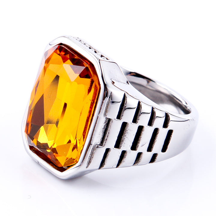 Multi-Color Gem Wide-Face Men's Ring (Light Luxury Bold Style)