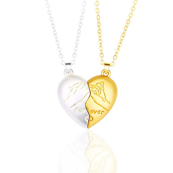 Creative Pinky Promise Heart Magnetic Couple Necklace