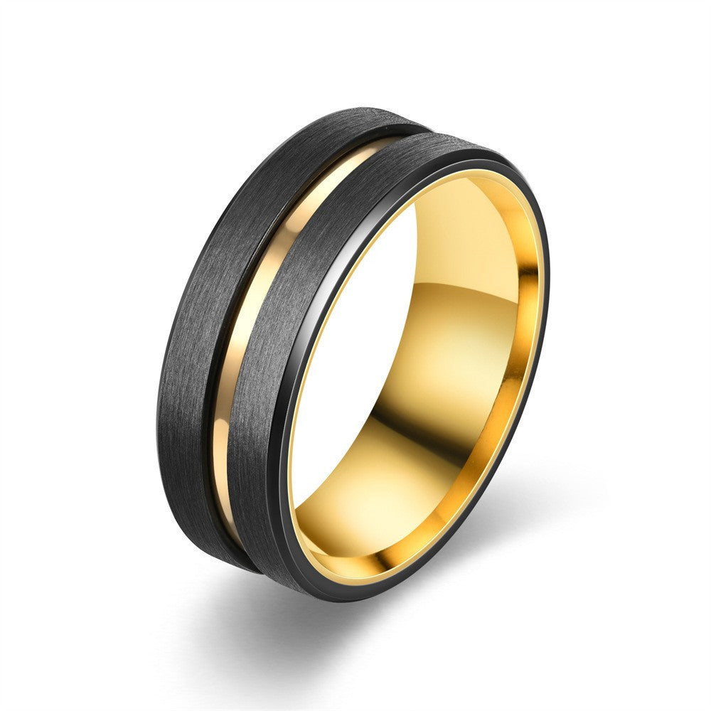 Men's Brushed Groove Color Accent Ring (Multi-Color Unisex Band)