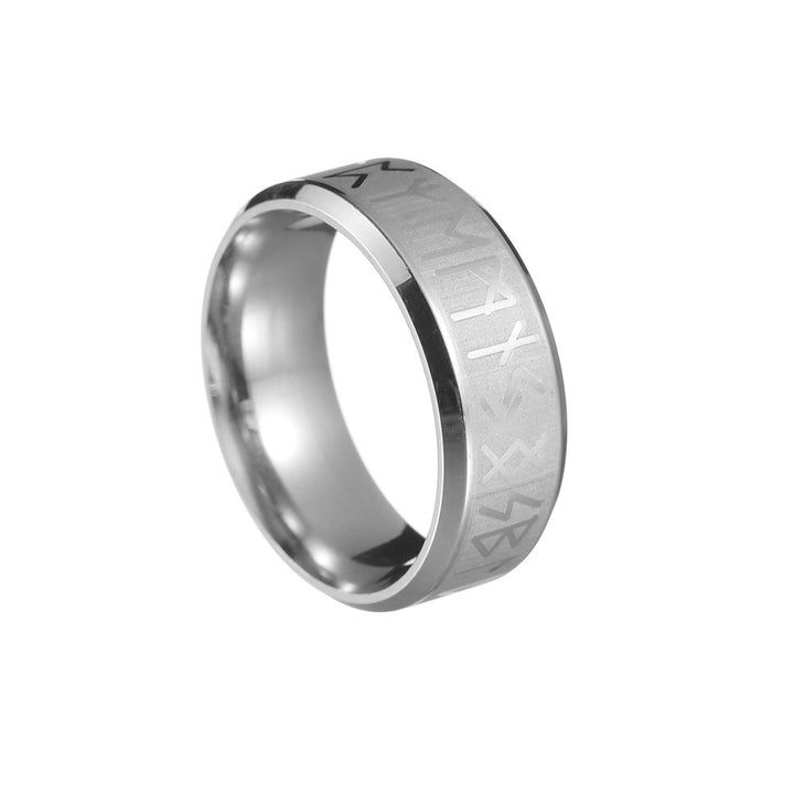 Viking Rune Two-Tone Matte Ring, S925 Silver Minimalist Unisex Couple Band, 4 Colors Gold/Silver/Black/Blue