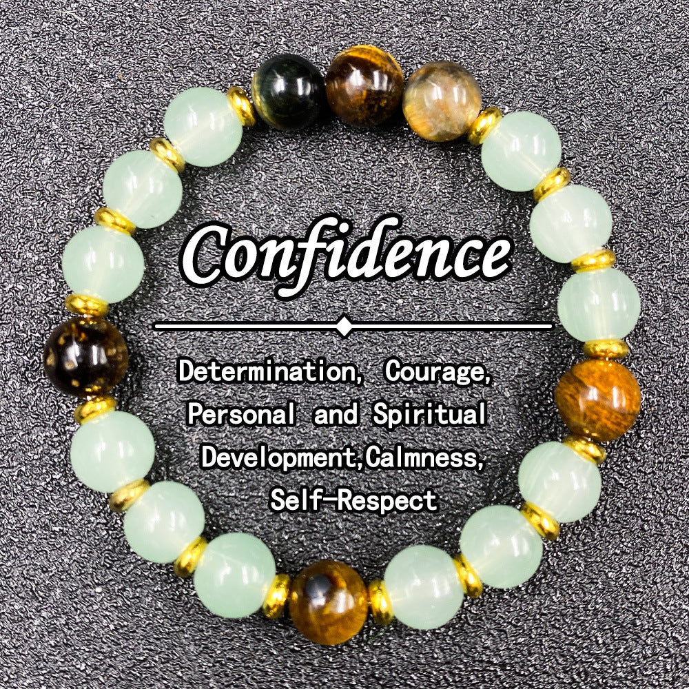 Natural Aventurine & Tiger's Eye Beaded Bracelet (Crystal Healing Stretch Bangle)
