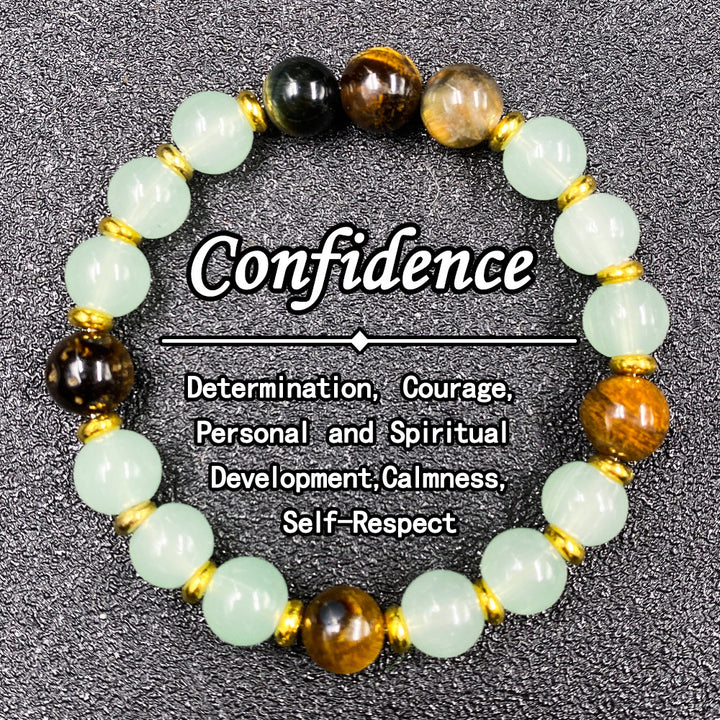 Natural Aventurine & Tiger's Eye Beaded Bracelet (Crystal Healing Stretch Bangle)