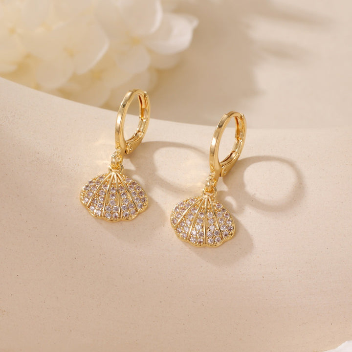 S925 Silver Ocean Series Paved Diamond Huggie Earrings