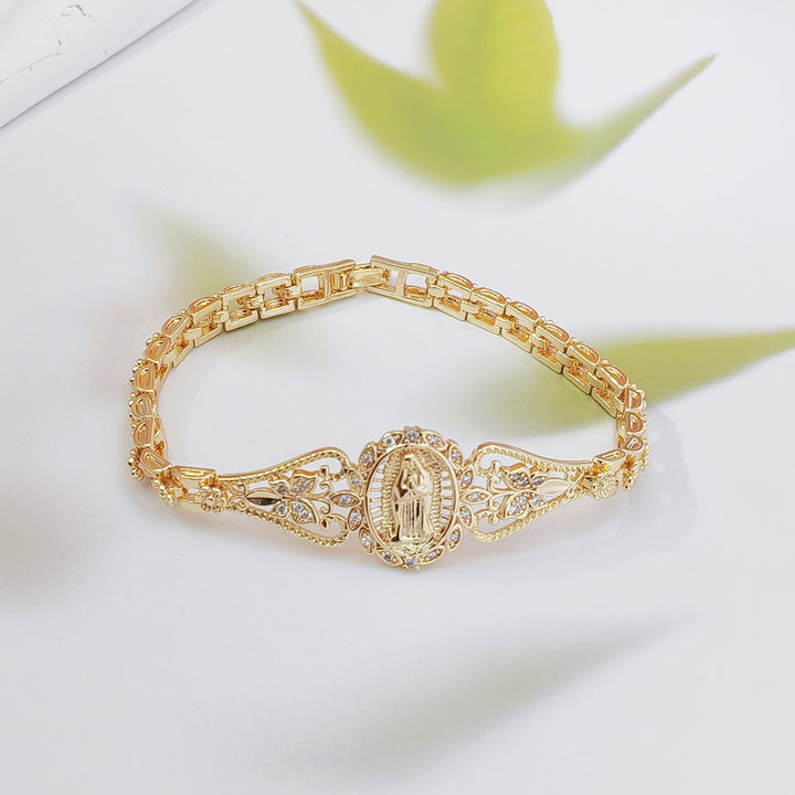 Virgin Mary Embossed Multi‑Style Openwork Gold‑Tone Bracelet
