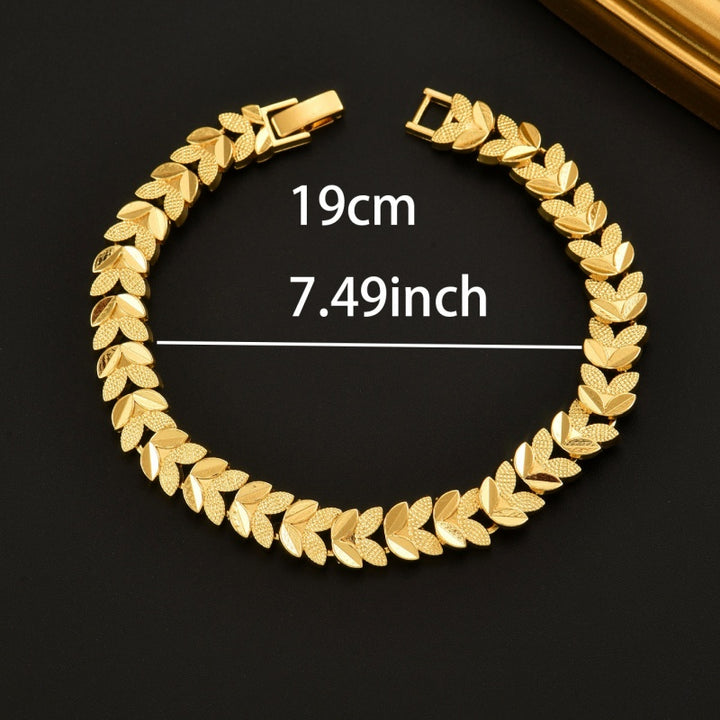 Laurel Leaf Full Chain Gold Bracelet (Light Luxury Niche Vintage Bracelet)