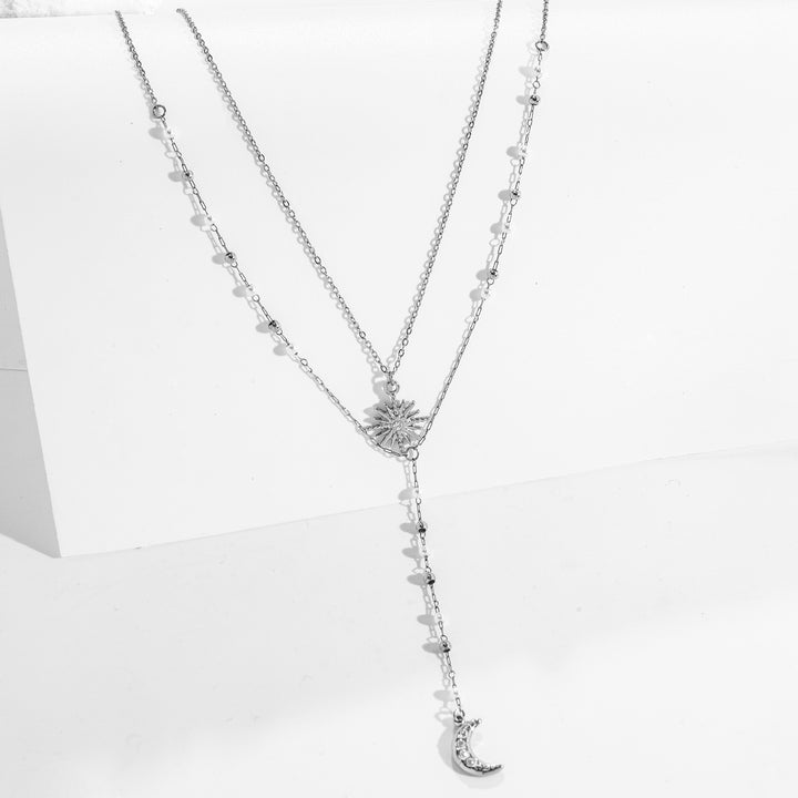 Three-Layer Sun Moon Star Y-Necklace