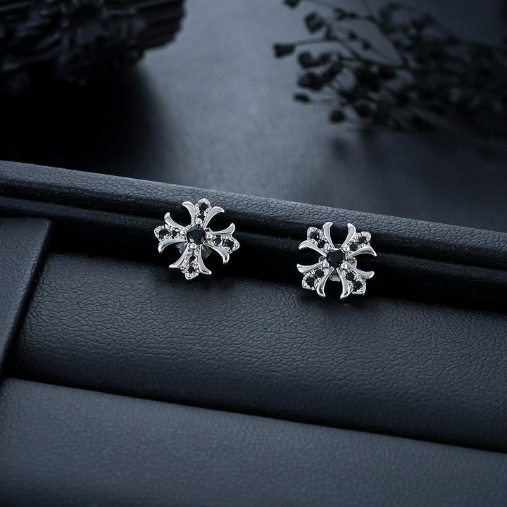 Vintage Cross Pavé Stud Earrings (Clip-On Punk Niche Jewelry)