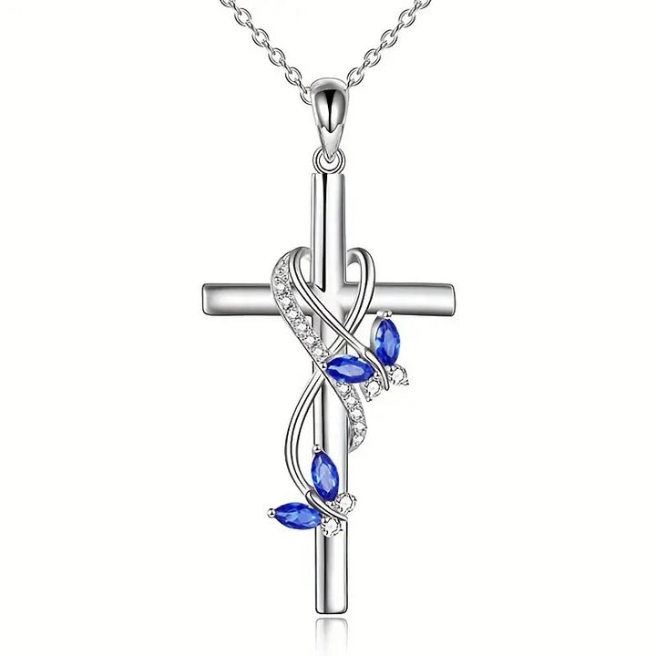 Heart Wrapped Butterfly Cross Necklace, Multiple Colors Available
