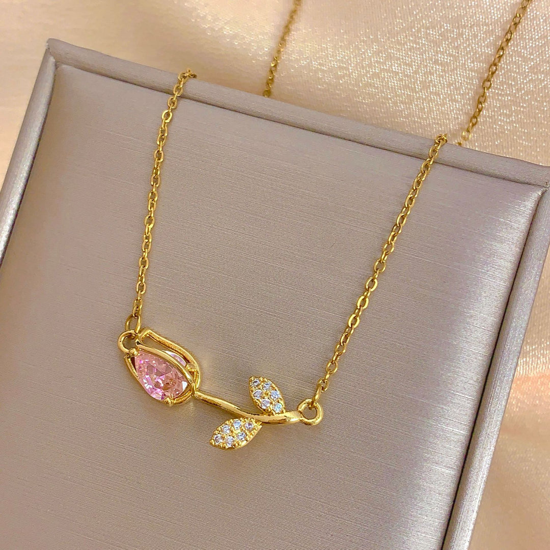 Tulip Gemstone Choker Set (Light Luxury Niche Fresh Necklace)
