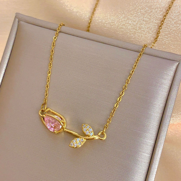 Tulip Gemstone Choker Set (Light Luxury Niche Fresh Necklace)