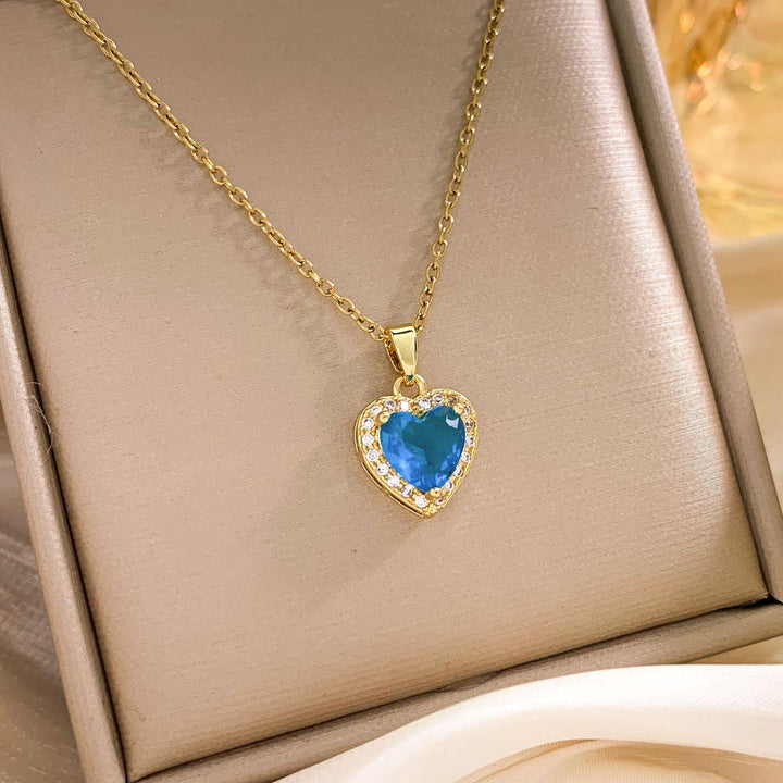 Silver Chain Pink Heart Halo Necklace (Women's Sweet Vitality Luxury Style)
