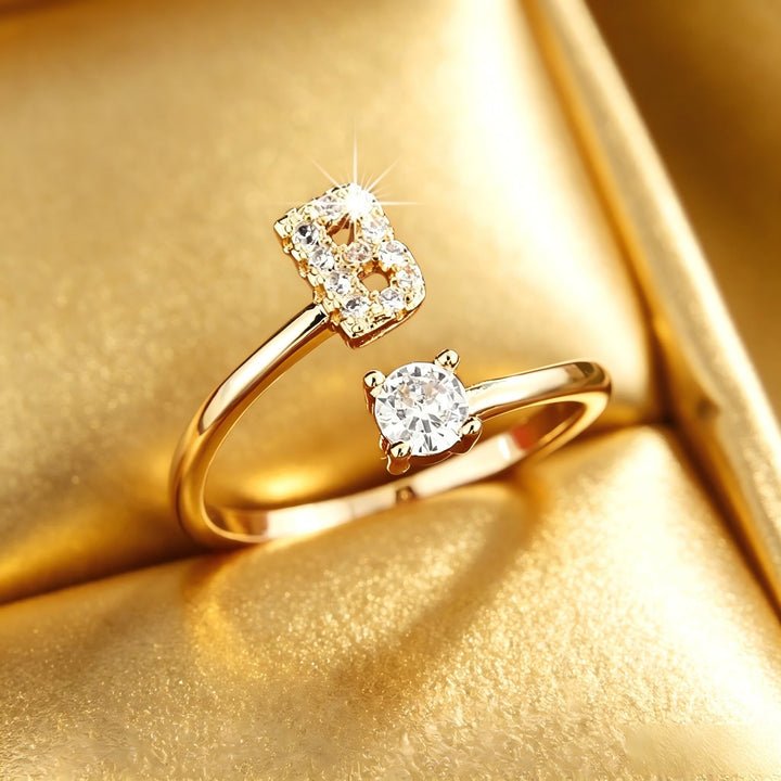Initial Diamond Open Ring
