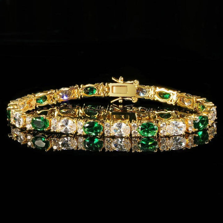 Green & White Gemstone Tennis Bracelet (Luxury Vintage Glam Wristband)