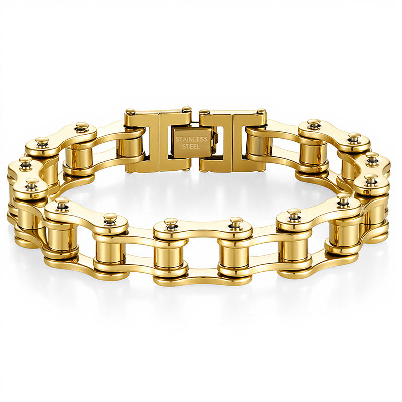 Motorcycle Chain Stainless Steel Bracelet (Men's Edgy Punk Style Titanium Steel Band)