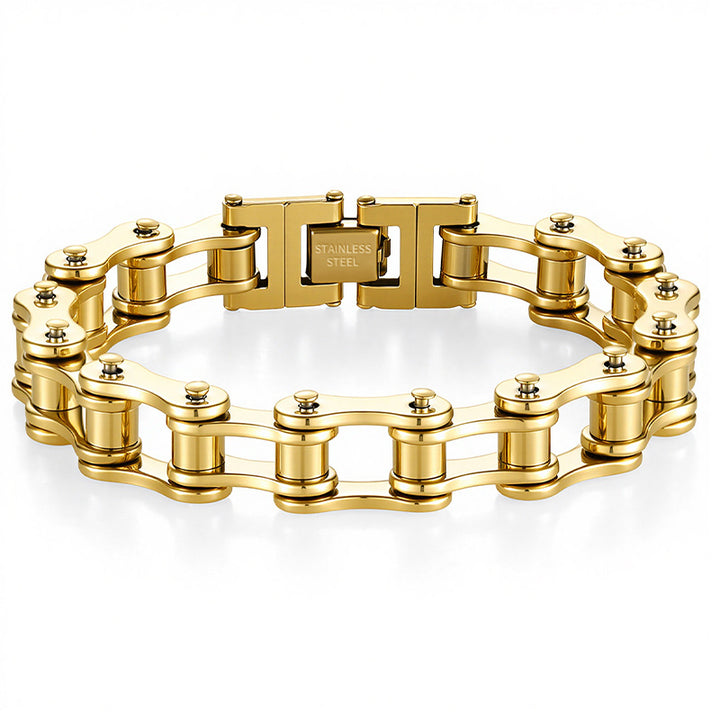 Motorcycle Chain Stainless Steel Bracelet (Men's Edgy Punk Style Titanium Steel Band)