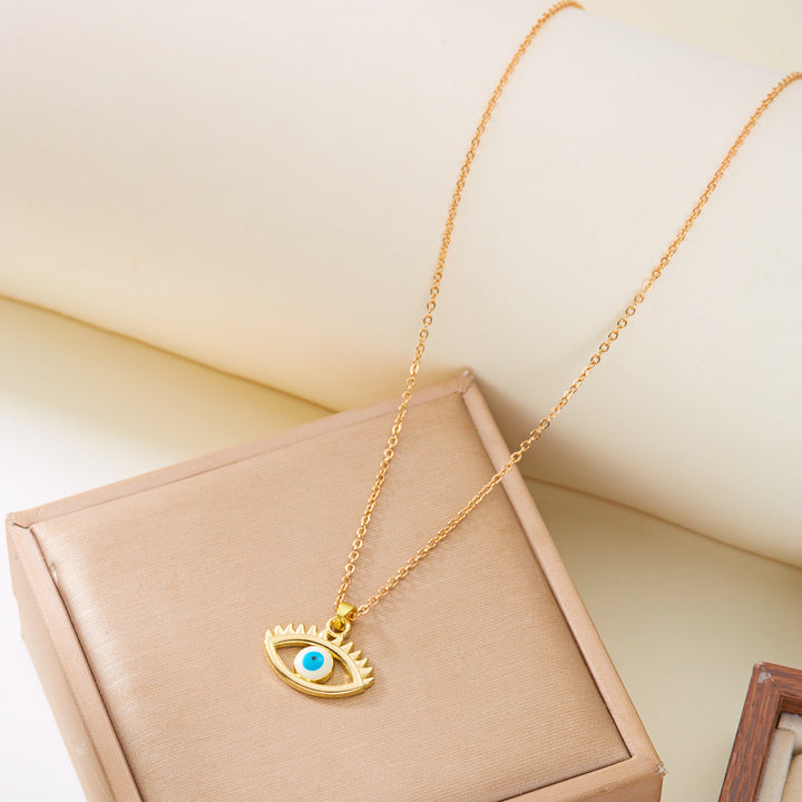 Retro Exotic Evil Eye Enamel Pendant Necklace