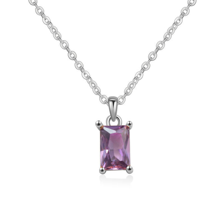 Multicolor Rectangular Diamond Pendant Necklace