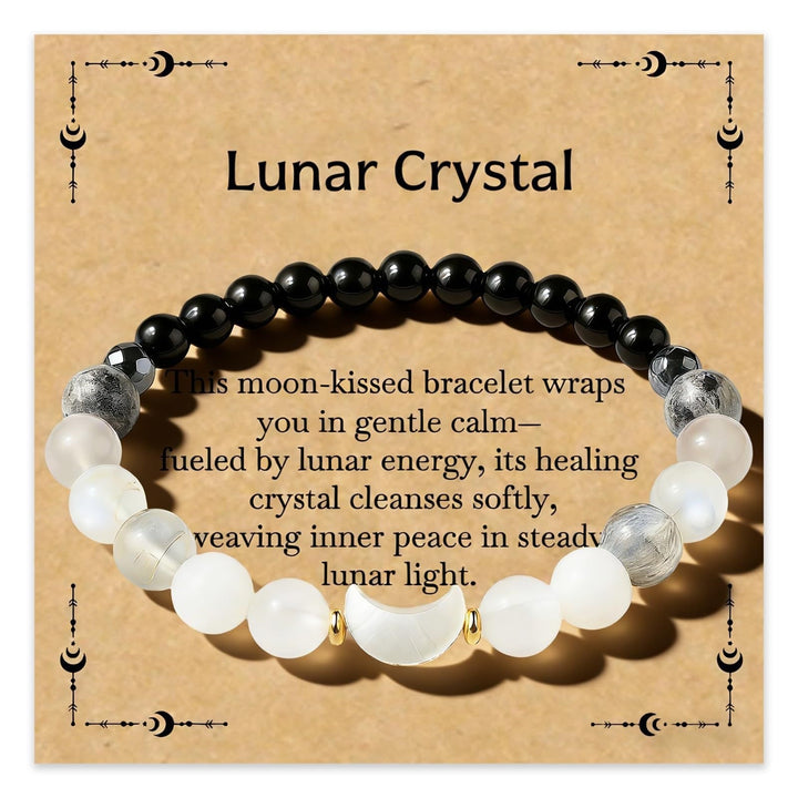 Natural Crystal Braided Cord Bracelet (Two Styles: New Mom / Moon Phases)