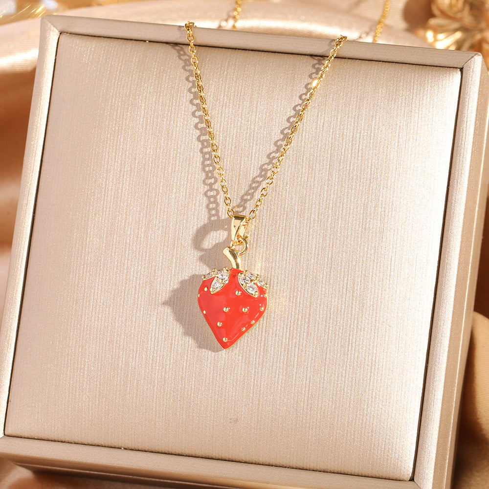 Sweet Cherry Pendant Necklace Collection (Gold Tone Delicate Chokers)