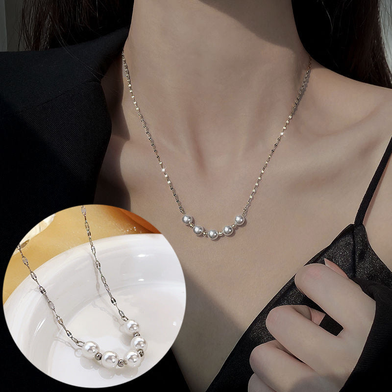 Luxury Pearl Necklace (Silver/Gold Clavicle Chain)