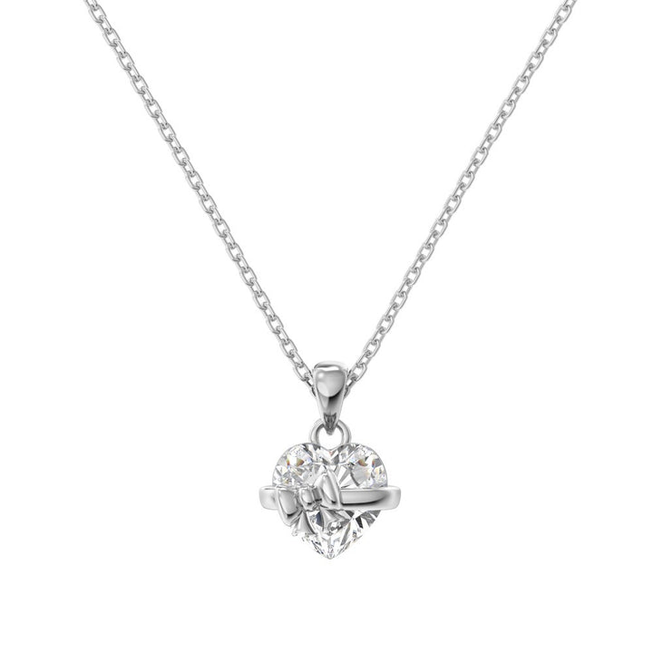 Heart Diamond Bow Jewelry Set (Earrings, Necklace, Ring Delicate Luxury Accessories)