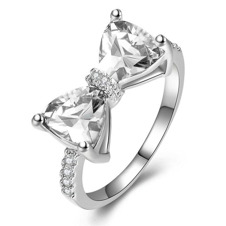 Bow Gemstone Ring Set (Light Luxury Niche Sweet Bands)