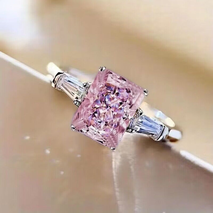Radiant‑Cut Centre Stone With Tapered‑Baguette Accents Ring For Women, 5‑Color Options