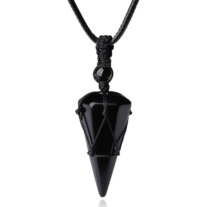 Obsidian Energy Pendant Necklace (Occult Healing Style)