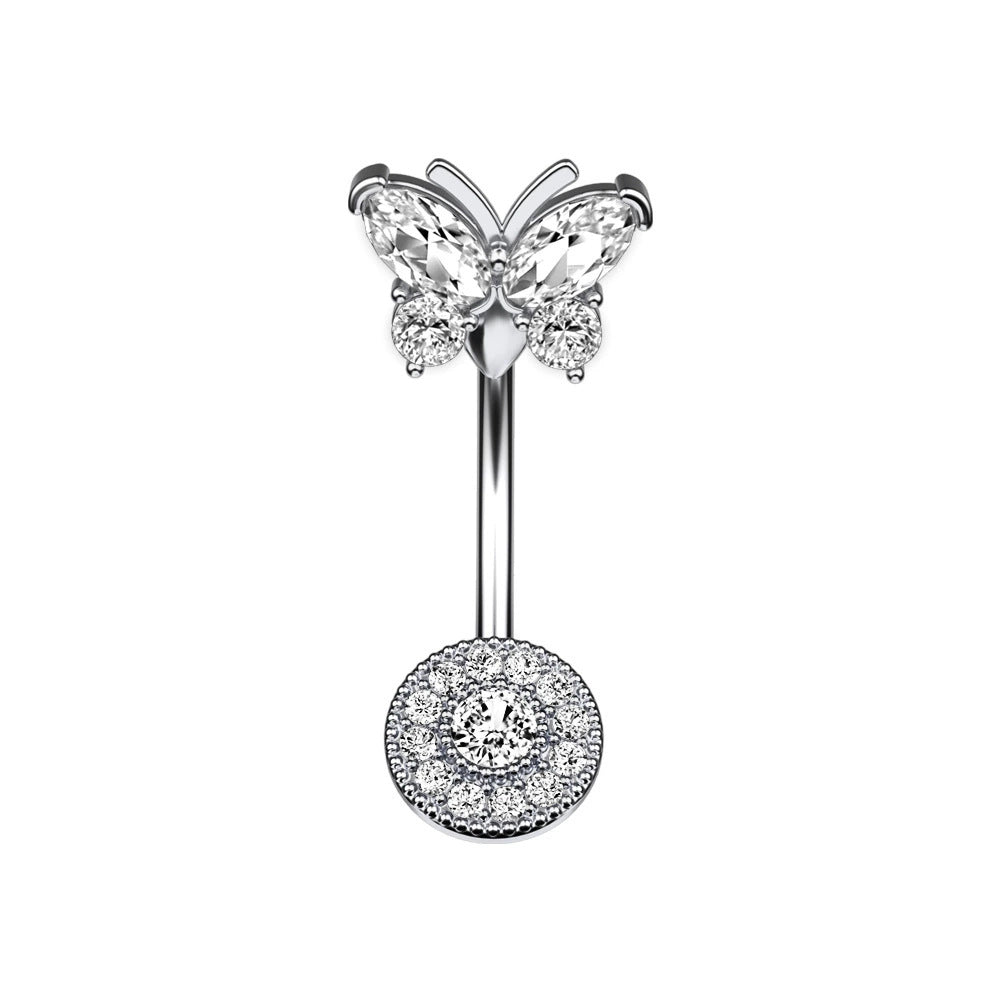 S925 Silver Diamond Pendant Belly Button Ring (Sweet-Cool Luxury Multi-Style)