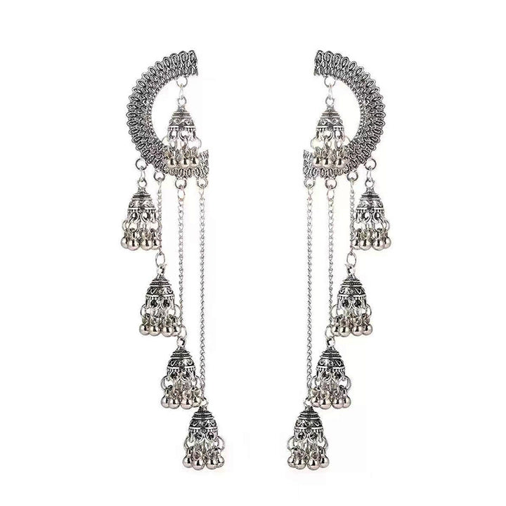Vintage Ethnic Bell Long Tassel S925 Silver Earrings, Peacock, Crescent & Fan Exotic Drop Earrings, Multiple Styles, Gold & Silver Two Tones