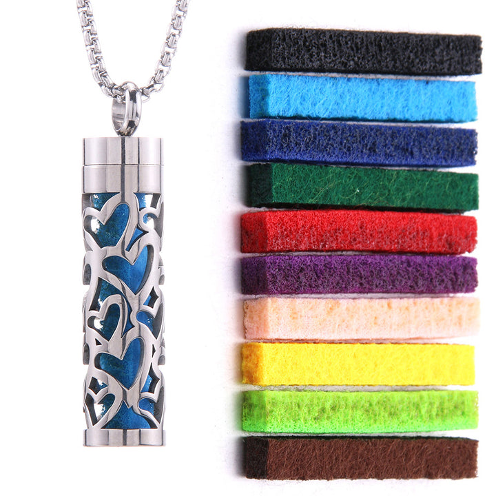 Cylindrical Hollow Aromatherapy Necklace Set (Light Luxury Niche Fragrance Necklace)